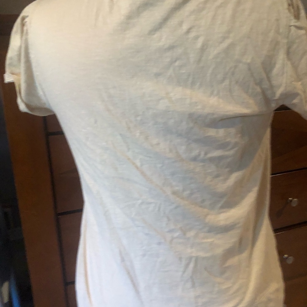Style & Co. Cream Short Sleeve Top with Crochet Yoke & Gold Sequin Accents - Picture 5 of 6